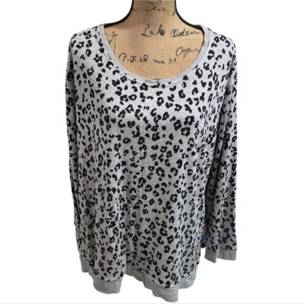 Jane & Delancey Leopard Print Gray Soft‎ Cozy Sweatshirt Plus Size 2X
